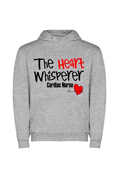 iLovePrints Whispering Heart Logo Inspired Φούτερ με κουκούλα σε χρώμα Γκρι