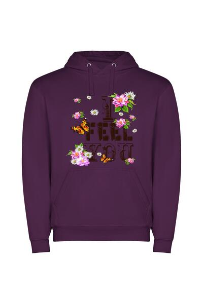 iLovePrints Blossoming Nature's Enchantment Φούτερ με κουκούλα σε χρώμα Μωβ