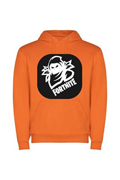 iLovePrints Fortnite Noir Φούτερ με κουκούλα σε χρώμα Πορτοκαλί