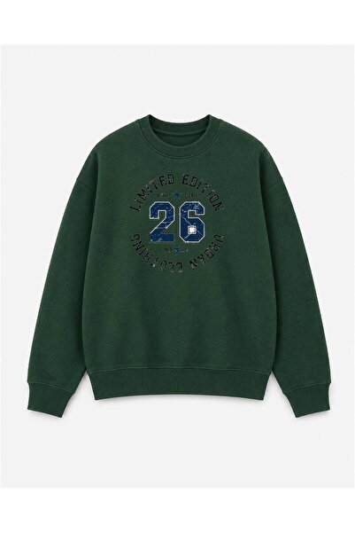 herkesemoda Limited Edition Text Printed 2 Thread Threaded Crew Neck Sweatshirt