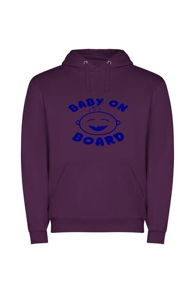 iLovePrints Blue Neon Baby Emblem Φούτερ με κουκούλα σε χρώμα Μωβ