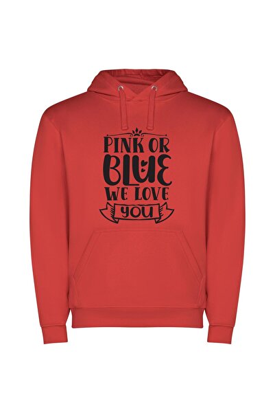 iLovePrints Fancy Love in Colors Φούτερ με κουκούλα σε χρώμα Κόκκινο
