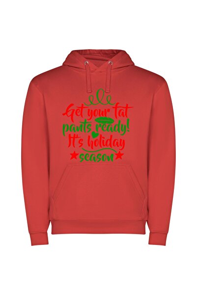 iLovePrints Holiday Feast Fashion Φούτερ με κουκούλα σε χρώμα Κόκκινο