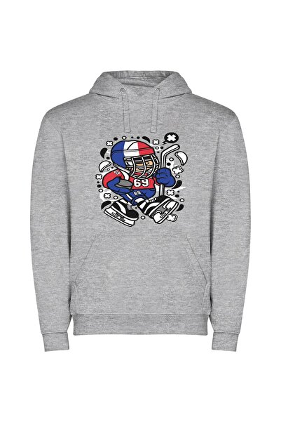 iLovePrints Mascot Marvel: Sports Icon Φούτερ με κουκούλα σε χρώμα Γκρι