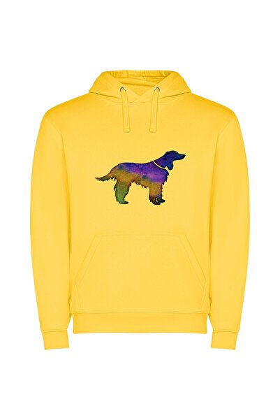 iLovePrints Galactic Hued Dog Silhouette Φούτερ με κουκούλα σε χρώμα Κίτρινο