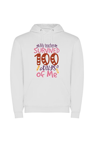 iLovePrints 100 Days: Teacher Triumphs Φούτερ με κουκούλα σε χρώμα Λευκό