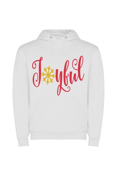 iLovePrints Joyful Snowflake Elegance Φούτερ με κουκούλα σε χρώμα Λευκό