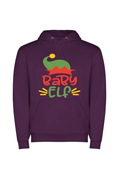iLovePrints Merry Elf Baby Hat Φούτερ με κουκούλα σε χρώμα Μωβ