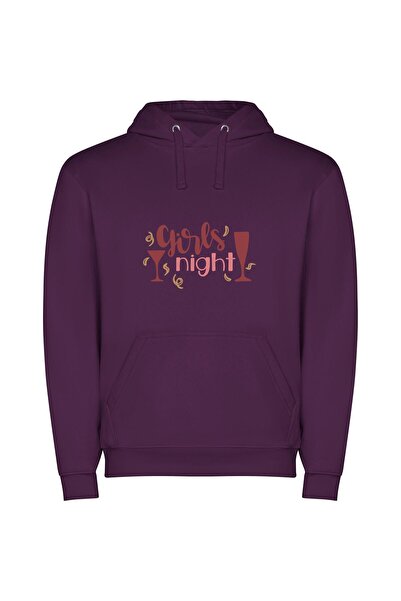 iLovePrints Girls' Wine Night Enchantment Φούτερ με κουκούλα σε χρώμα Μωβ