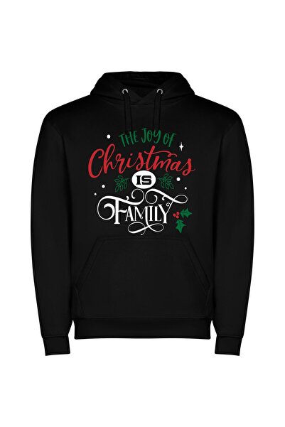 iLovePrints Joyful Holiday Greetings Φούτερ με κουκούλα σε χρώμα Μαύρο