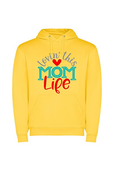 iLovePrints True-Life Mom's Heart Φούτερ με κουκούλα σε χρώμα Κίτρινο
