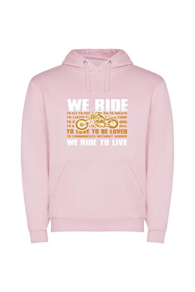 iLovePrints Living Beings Embrace Motorcycles Φούτερ με κουκούλα σε χρώμα Ροζ