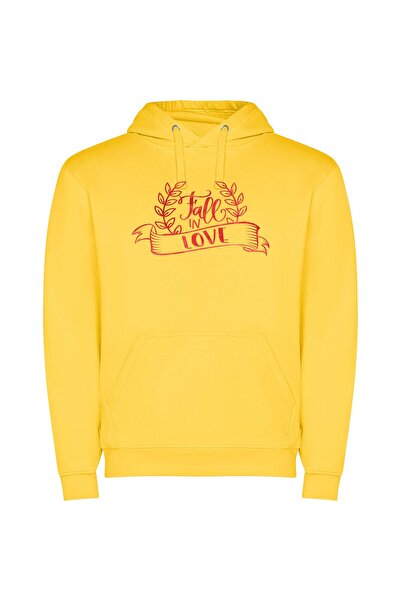 iLovePrints Love's Autumn Embrace Φούτερ με κουκούλα σε χρώμα Κίτρινο