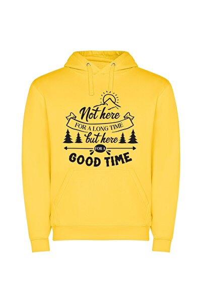 iLovePrints Time: Make It Count Φούτερ με κουκούλα σε χρώμα Κίτρινο