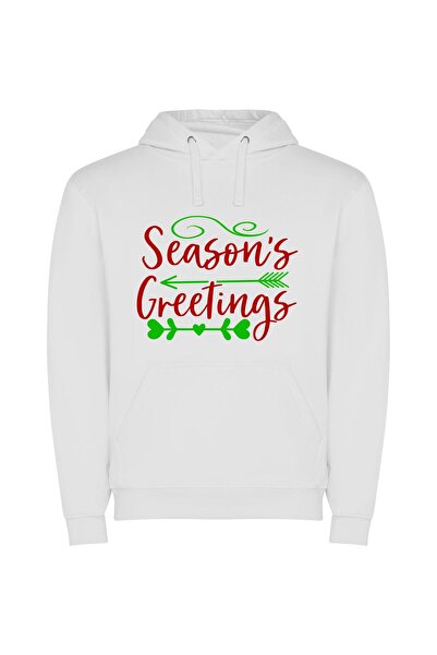iLovePrints Festive 2015 Greetings Φούτερ με κουκούλα σε χρώμα Λευκό