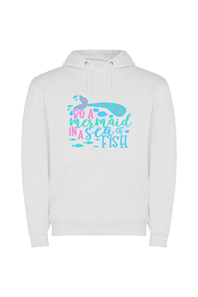 iLovePrints Enchanting Mermaid Odyssey Φούτερ με κουκούλα σε χρώμα Λευκό