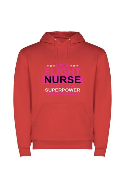 iLovePrints Hero Nurse Flight February Φούτερ με κουκούλα σε χρώμα Κόκκινο