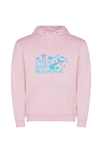 iLovePrints Salty Mermaid's Black Tail Φούτερ με κουκούλα σε χρώμα Ροζ