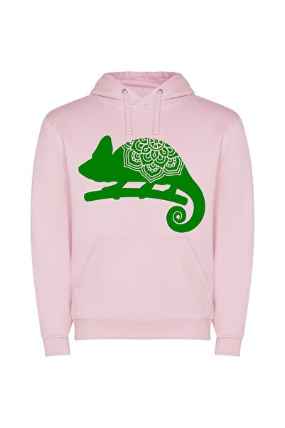 iLovePrints Chameleon's Enigmatic Hue Φούτερ με κουκούλα σε χρώμα Ροζ