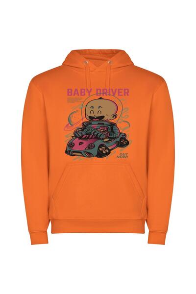 iLovePrints Cosmic Baby Driver Poster Φούτερ με κουκούλα σε χρώμα Πορτοκαλί