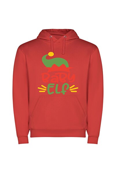 iLovePrints Merry Elf Baby Hat Φούτερ με κουκούλα σε χρώμα Κόκκινο
