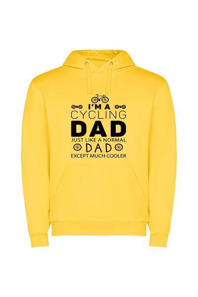 iLovePrints Cycling Cool Dad Vibes Φούτερ με κουκούλα σε χρώμα Κίτρινο