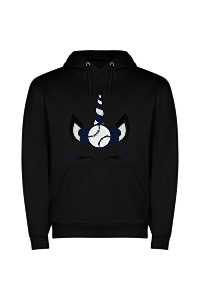 iLovePrints Fantasy Horned Sports Star Φούτερ με κουκούλα σε χρώμα Μαύρο