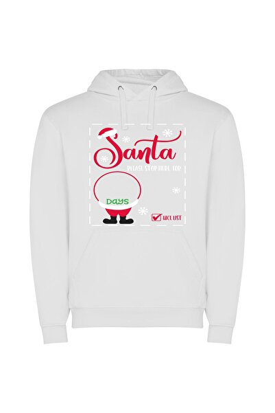 iLovePrints Jolly Days of Santa Φούτερ με κουκούλα σε χρώμα Λευκό
