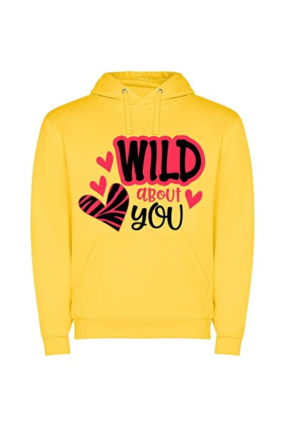 iLovePrints Wild Love Expressions Φούτερ με κουκούλα σε χρώμα Κίτρινο
