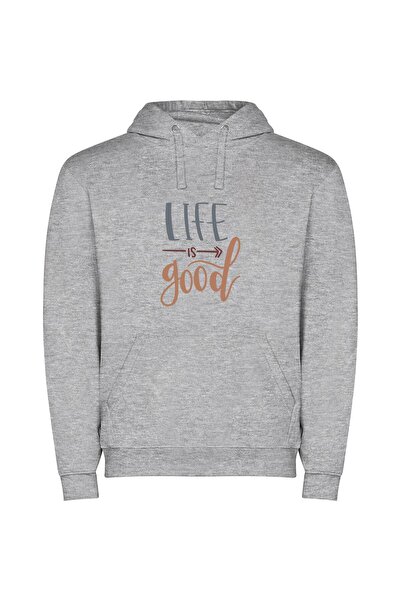 iLovePrints Luxury: 2018, Feeling Good! Φούτερ με κουκούλα σε χρώμα Γκρι