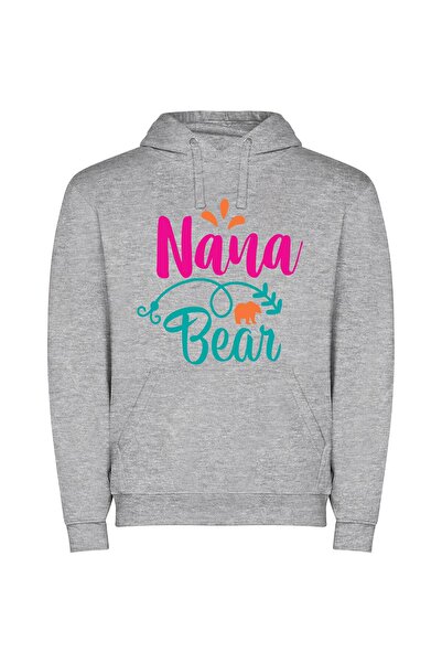 iLovePrints Grandma's Bear Logo Φούτερ με κουκούλα σε χρώμα Γκρι