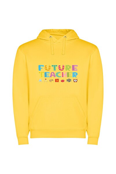 iLovePrints Vibrant Future Teacher Typography Φούτερ με κουκούλα σε χρώμα Κίτ...