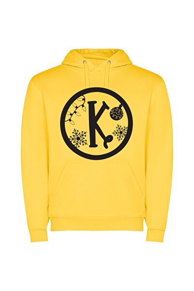 iLovePrints K Snowflake Circus Φούτερ με κουκούλα σε χρώμα Κίτρινο