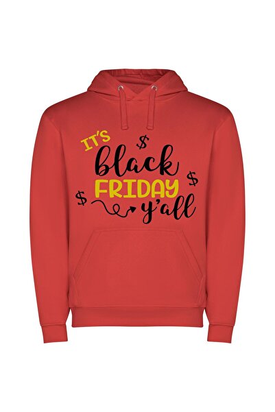 iLovePrints Black Friday Chic Deals Φούτερ με κουκούλα σε χρώμα Κόκκινο