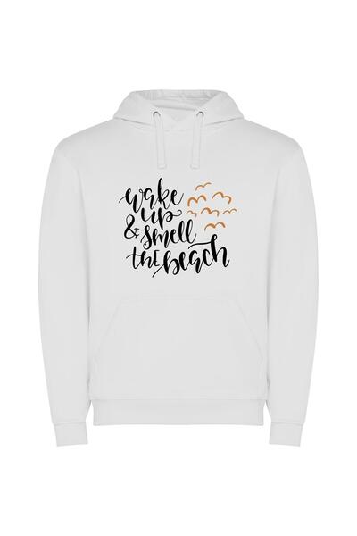 iLovePrints Beach Bliss Awakening Φούτερ με κουκούλα σε χρώμα Λευκό