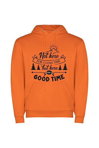 iLovePrints Time: Make It Count Φούτερ με κουκούλα σε χρώμα Πορτοκαλί