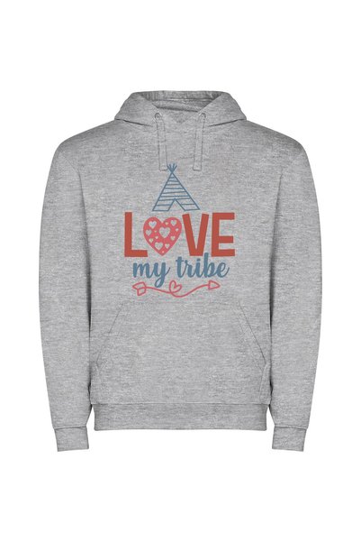 iLovePrints Heartfelt Teepee Love Φούτερ με κουκούλα σε χρώμα Γκρι