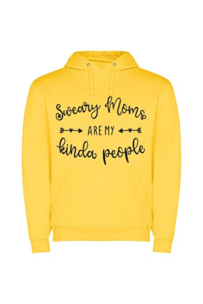 iLovePrints Mood Masters: Apologetic Mothers Φούτερ με κουκούλα σε χρώμα Κίτρινο