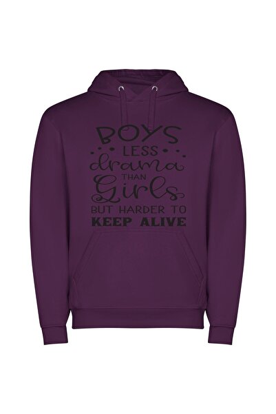 iLovePrints Drama & Survival: Boys Φούτερ με κουκούλα σε χρώμα Μωβ