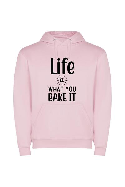 iLovePrints Baking Life's Artful Canvas Φούτερ με κουκούλα σε χρώμα Ροζ