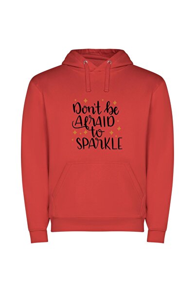 iLovePrints Sparkle, Shine, Embrace It Φούτερ με κουκούλα σε χρώμα Κόκκινο