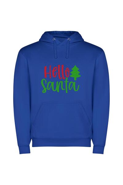 iLovePrints Festive Greetings with Santa Φούτερ με κουκούλα σε χρώμα Μπλε