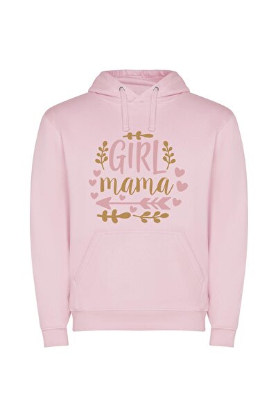iLovePrints Heartfelt Girl Mama Art Φούτερ με κουκούλα σε χρώμα Ροζ