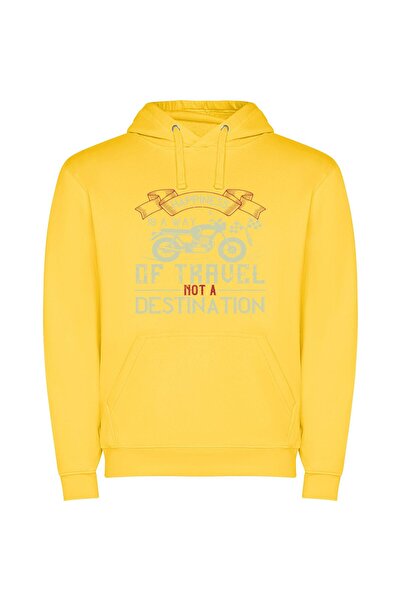 iLovePrints Road to Happy Adventures Φούτερ με κουκούλα σε χρώμα Κίτρινο