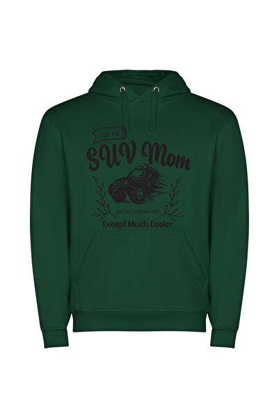 iLovePrints SUV Mom: Cool, Chic Φούτερ με κουκούλα σε χρώμα Πράσινο