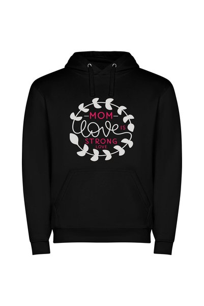 iLovePrints Maternal Bond: Strong Love Φούτερ με κουκούλα σε χρώμα Μαύρο