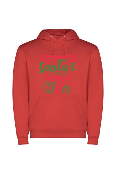 iLovePrints SClaus' Ultimate Admirer Φούτερ με κουκούλα σε χρώμα Κόκκινο