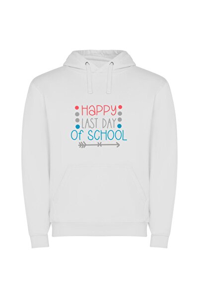 iLovePrints Happy Last School Farewell Φούτερ με κουκούλα σε χρώμα Λευκό
