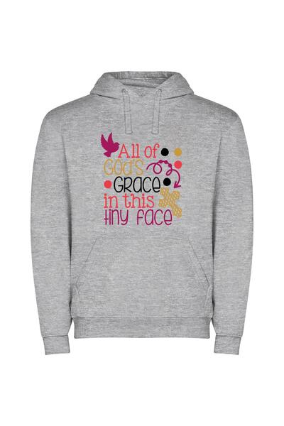 iLovePrints Divine Grace's Tiny Face Φούτερ με κουκούλα σε χρώμα Γκρι