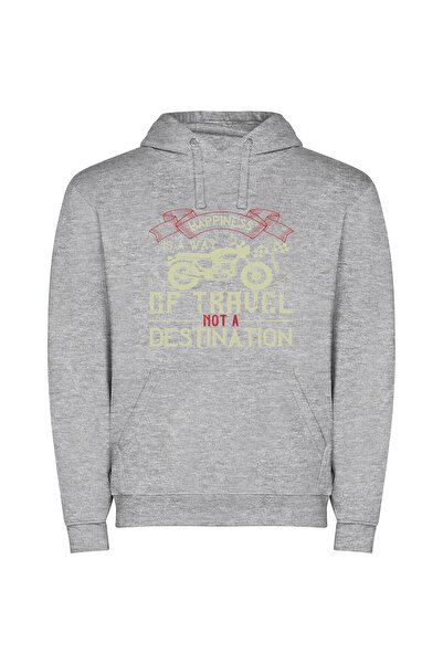 iLovePrints Road to Happy Adventures Φούτερ με κουκούλα σε χρώμα Γκρι
